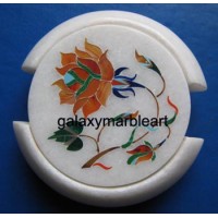 Handmade marble inlay coaster set 3.5" Cs-41